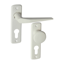 Gomboss/Perfekto Alu 410 Pajzsos Ajtókilincs Fehér 90 mm PZ zár és alkatrészei