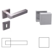 Gomboss/Perfekto Colombo (Cubik) Négyzetrozettás Rozsdamentes Inox BB Asszimetrikus Gomb/Kilincs zár és alkatrészei