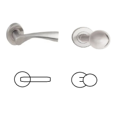 Gomboss/Perfekto Gréta (Galaxy) Rozettás Rozsdamentes Inox PZ Asszimetrikus Gomb/Kilincs zár és alkatrészei