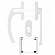 Gomboss/Perfekto Nagyalakú Ablakfélkilincs Sima/Sima Pár Fehér + PZ oválrozetta zár és alkatrészei