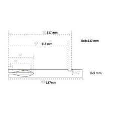 Gomboss/Perfekto Négyzetvas 8x8x137 mm egy oldalt hasított másikon spec beszúrás alu kilincshez zár és alkatrészei