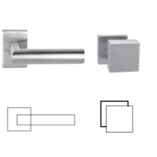 Gomboss/Perfekto Tímea Din Fix Csapos Négyzetrozettás Rozsdamentes Inox PZ Asszimetrikus Gomb/Kilincs zár és alkatrészei