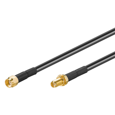 Goobay 51675 RP-SMA antenna hosszabbító kábel 1m - Fekete kábel és adapter