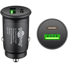 Goobay 55634 USB-C / USB-A Autós töltő - Fekete (30W) (55634) mobiltelefon kellék