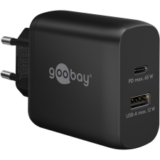 Goobay 65409 1x USB Type-C / 1x USB Type-A Hálózati töltő - Fekete (65W) (65409) mobiltelefon kellék