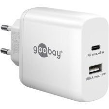 Goobay 65412 1x USB Type-C / 1x USB Type-A Hálózati töltő - Fehér (45W) mobiltelefon kellék