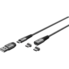 Goobay 65653 USB-C/USB-A apa - USB-C/Mágneses apa 2.0 Adat és töltőkábel - Fekete (1m) (65653) kábel és adapter