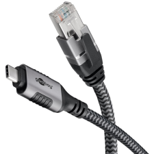 Goobay 70696 USB Type-C apa - RJ45 apa Adatkábel - Fekete/Szürke (1m) kábel és adapter