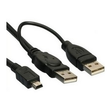 Goobay 93587 USB 2.0 - 2 x USB Y - mini USB 5p 0.6m kábel (93587) kábel és adapter