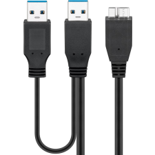 Goobay 95746 2x USB-A apa - Micro USB SuperSpeed apa 3.0 Y kábel - Fekete (0.3m) kábel és adapter