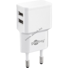 Goobay hálózati usb töltő 2 x USB aljzat 2,4A fehér mobiltelefon kellék
