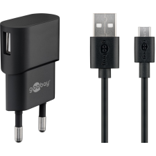 Goobay Micro-USB / USB-A hálózati töltő készlet - Fekete (5W) (45296) mobiltelefon kellék