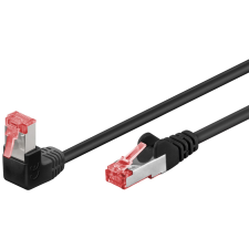 Goobay S/FTP CAT6 90° Derékszögű patch kábel 0.5m - Fekete kábel és adapter