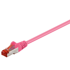 Goobay S/FTP CAT6 Patch kábel 1m - Magenta kábel és adapter