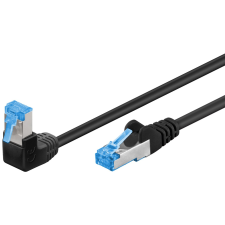 Goobay S/FTP CAT6a 90° Derékszögű patch kábel 5m - Fekete kábel és adapter