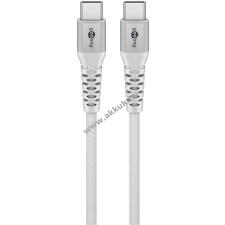 Goobay USB-C kábel, szövetborítás, fém csatlakozóval 50cm, 60W, fehér mobiltelefon kellék