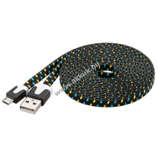 Goobay USB kábel 2.0  micro USB csatlakozóval 2m fekete (textil borítású) mobiltelefon kellék