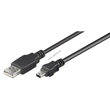 Goobay USB kábel 2.0 mini USB 5pin csatlakozóval 1,5m fekete kábel és adapter
