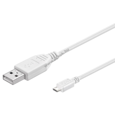 Goobay USB kábel micro USB csatlakozóval 1m fehér kábel és adapter