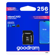 Goodram 256GB microSDXC Goodram UHS-I U1 memóriakártya + adapter (M1AA-2560R12) (M1AA-2560R12) memóriakártya