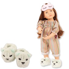 Götz Ajándékszett Little Kidz Slumberparty Lookalike baba, barna hajú, 36 cm, 2511547 baba