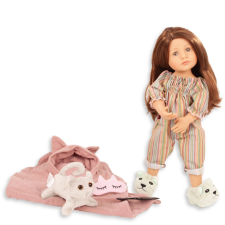 Götz Little Kidz Grete PJ Party baba, barna hajú, 36 cm, 2511042 baba