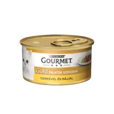  GOURMET GOLD Csirkével és májjal szószban nedves macskaeledel – 12×85 g macskaeledel