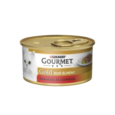  GOURMET GOLD Csirkével és marhával duó élmény nedves macskaeledel – 12×85 g macskaeledel