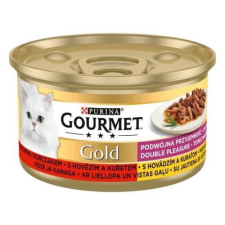  GOURMET GOLD Duó Élmény Csirkével és marhával nedves macskaeledel 85g macskaeledel