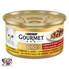 GOURMET Gold Falatok szószban csirkével és májjal nedves macskaeledel macskaeledel