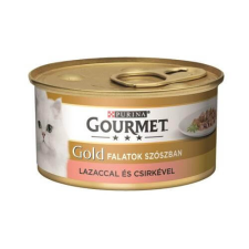  GOURMET GOLD Lazaccal és csirkével szószban nedves macskaeledel – 85 g macskaeledel