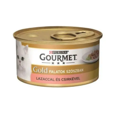  GOURMET GOLD Lazaccal és csirkével szószban nedves macskaeledel – 85 g macskaeledel