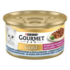 Gourmet GOLD Tengeri hallal szószban spenóttal duó élmény nedves macskaeledel 85g macskaeledel