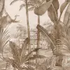 Grandeco Barna árnyalatú trópusi mintás fali panel pálmákkal és egzotikus növényekkel