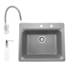  Gránit mosogató NERO Italia + flexibilis csaptelep + adagoló (szürke)