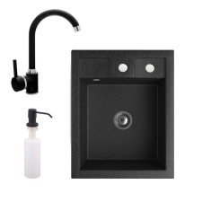  Gránit mosogató NERO Parma + magasított csaptelep + adagoló + szifon (fekete) medence kiegészítő