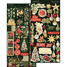 Graphic 45 Merry & Bright Matrica Cardstock Sticker Set (2 ív) matrica
