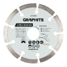 Graphite Gyémánt vágókorong 125x22.2mm, szegmenses, száraz és vizes barkácsgép tartozék