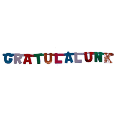 GRATULÁLUNK felirat fűzér - színes betűk party kellék