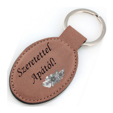  Gravírozható bőr kulcstartó világos barna egyedi ajándék