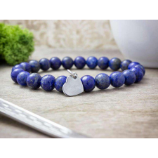  Gravírozható szív acél medálos lápisz lazuli ásvány karkötő karkötő