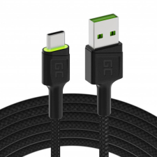 Green Cell USB kábel - USB-C Green Cell GC Ray, 120cm, zöld LED, Ultra Charge, QC 3.0, Ultra Charge, QC 3.0 kábel és adapter