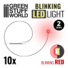 Green Stuff World Villogó vezetékes LED 2mm piros 10 darabos csomag