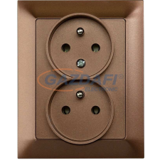 Greenlux GXKP338 PREMIUM ZA-26 A Dupla csatlakozóaljzat 2x(2P+PE), 16A mahagóni villanyszerelés