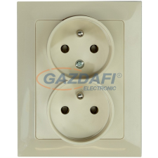Greenlux GXKP638 PREMIUM ZA-26 C Dupla csatlakozóaljzat 2x(2P+PE), 16A elefántcsont villanyszerelés