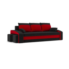 Greensite HEWLET kanapéágy 2 db puffal, normál szövet, hab töltőanyag, bal oldali puff tároló, fekete / piros bútor
