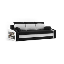 Greensite HEWLET kanapéágy polccal, normál szövet, hab töltőanyag, bal oldali polc, fekete / fehér bútor