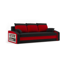 Greensite HEWLET kanapéágy polccal, normál szövet, hab töltőanyag, bal oldali polc, fekete / piros (GSAG5999114117368) bútor