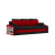 Greensite HEWLET kanapéágy polccal, normál szövet, hab töltőanyag, bal oldali polc, fekete / piros (GSAG5999114117368)