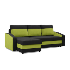 Greensite Hewlet sarokkanapé, 2 ágyneműtartóval, szövet anyag, univerzális oldal, hab töltet, fekete - zöld bútor